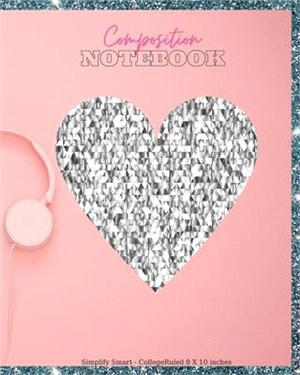 Composition Notebook College Ruled 8X10 inches: Large Silver Glow Pink College Notebook, Wide Ruled Paper Notebook Book for Girls, Kids, Teens and Wom