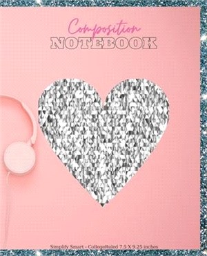 Composition Notebook College Ruled: Amazing Silver Glow Pink College Notebook, Wide Ruled Paper Notebook Book for Girls, Kids, Teens and Women of All