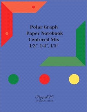 Centered Polar Graph Paper: Mix of 1/2&#8243;, 1/4&#8243;, 1/5&#8243; - Graph paper 5x5 - Centered Polar Graph Paper