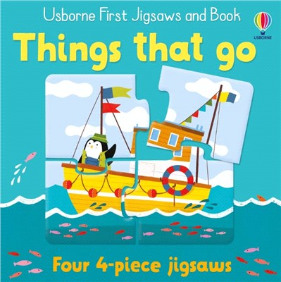 Usborne First Jigsaws: Things that go (4款4片拼圖+書)