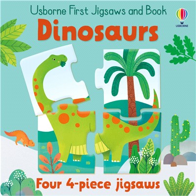 Usborne First Jigsaws: Dinosaurs (4款4片拼圖+書)