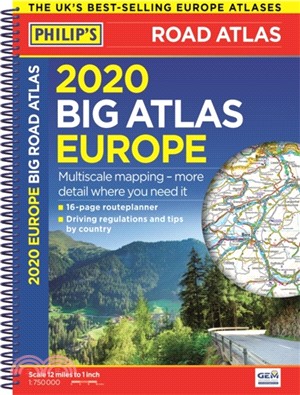 2020 Philip's Big Road Atlas Europe：(A3 Spiral binding)