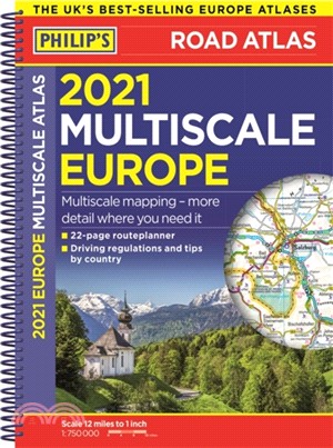 2021 Philip's Multiscale Road Atlas Europe (A4 Spiral binding)