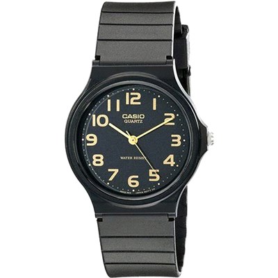 卡西歐CASIO 超薄經典指針錶-黑x金數字