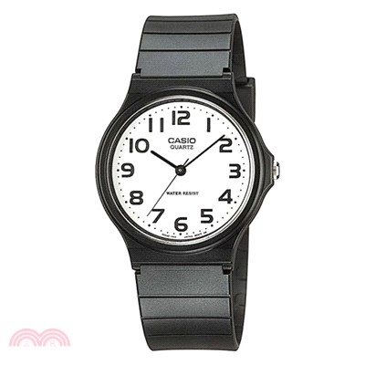 卡西歐CASIO 極簡時尚數字指針石英錶-白面黑字