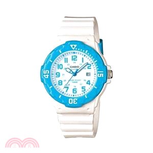 卡西歐CASIO 運動潛水風格腕錶-藍白