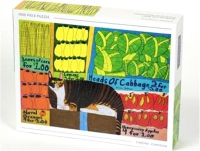 Bodega Cat with Fruits and Vegetables: Simone Johnson 1000 Piece Puzzle