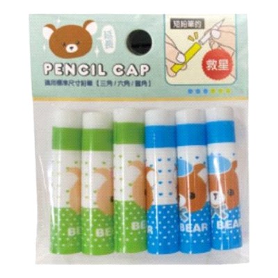 簡單生活 鉛筆筆蓋延長器-藍/綠熊(6入)