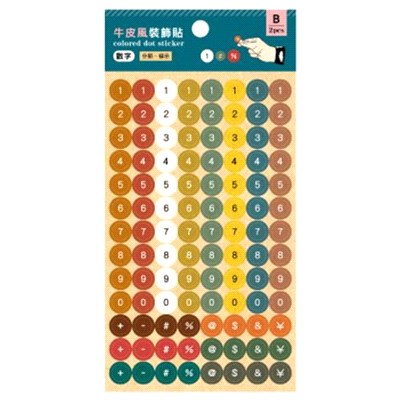 簡單生活 牛皮風數字裝飾貼-冷色(2入)