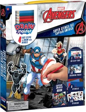 Drawmaster Marvel Avengers - Captain America Super Stencil Kit ― 4 Easy Steps to Draw Your Heroes