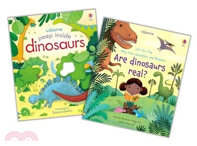 Usborne 恐龍翻翻遊戲書組 (共兩本硬頁書)－Are Dinosaurs Real?, Peep Inside the Dinosaurs