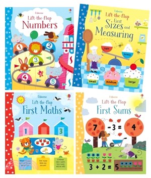 Numbers / First Sizes and Measuring / First Maths / First Sums: Usborne Lift-the-Flap First Skills (共4本硬頁書)