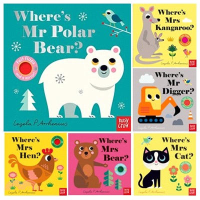 Where's Mr Digger / Polar Bear / Hen / Kangaroo / Bear / Cat? (Felt Flaps)(共6本)