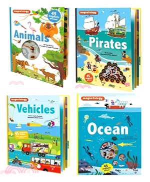 Magnetology 磁鐵遊戲書組(精裝本)(共4本)－Animals/Ocean/Pirates/Vehicles