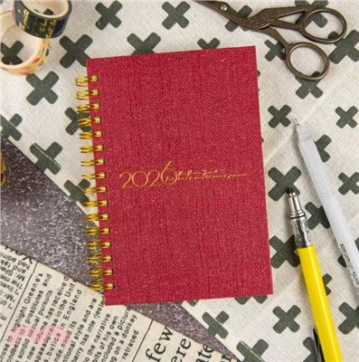 2026年50K苧麻雙線圈橫式週誌-藏紅$180