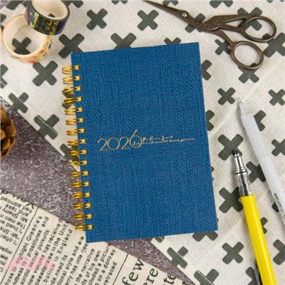 2026年50K苧麻雙線圈橫式週誌-湛藍$180