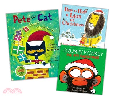 聖誕精裝繪本套組(共3本)－How to Hide a Lion at Christmas, Grumpy Monkey Oh, No Christmas, Pete the Cat Saves Christmas
