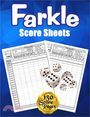 Farkle Score Sheets: 130 Large Score Pads for Scorekeeping - Blue Farkle Score Cards - Farkle Score Pads with Size 8.5 x 11 inches (Farkle