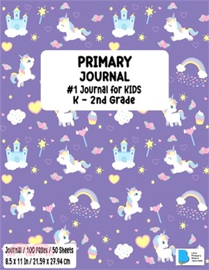 Primary Story Book: Dotted Midline and Picture Space - Stylish Unicorn Purple Cover - Grades K-2 School Exercise Book - Draw and Write 100
