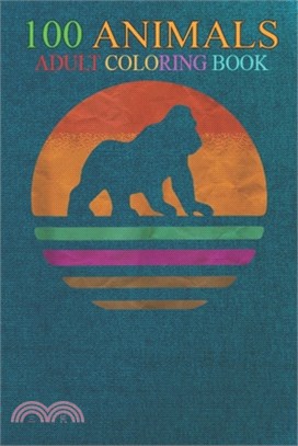 100 Animals: Vintage Retro Gorilla silverback Silhouette Sun art -oEkNY An Adult Wild Animals Coloring Book with Lions, Elephants,