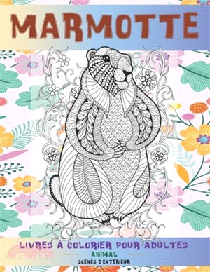 Livres à colorier pour adultes - Scènes d'extérieur - Animal - Marmotte