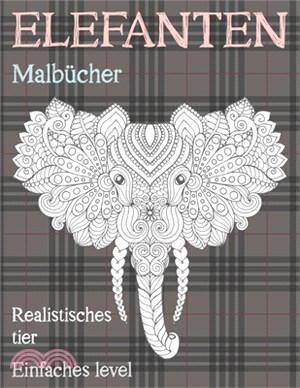 Malbücher - Einfaches Level - Realistisches Tier - Elefanten
