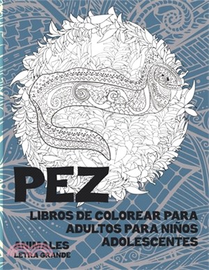 Libros de colorear para adultos para niños adolescentes - Letra grande - Animales - Pez