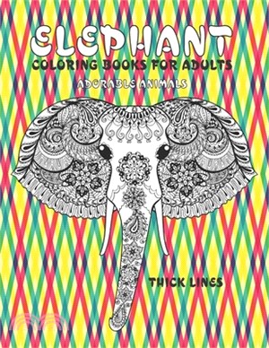 Adorable Animals Coloring Books for Adults - Thick Lines - Elephant