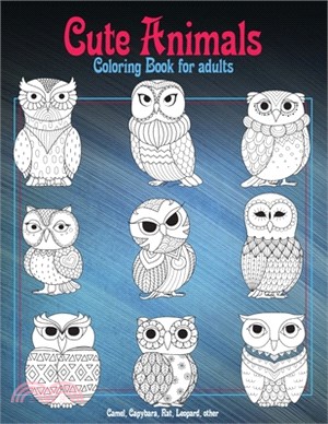 Cute Animals - Coloring Book for adults - Camel, Capybara, Rat, Leopard, other