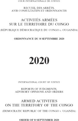 Reports of Judgments, Advisory Opinions and Orders 2020：Armed Activities on the Territory of the Congo (Democratic Republic of the Congo v. Uganda) - Order of 8 September 2020