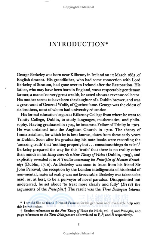 Principles of Human Knowledge and Three Dialogues Between Hylas and Philonous