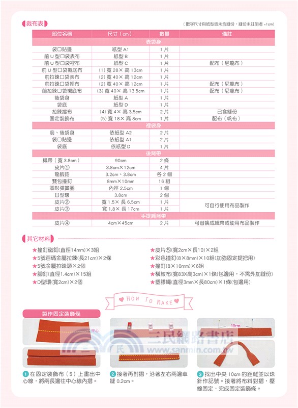 GALAXY手作時光no.6全彩原寸大紙型ｘ完整教學講義：輕旅行機能後背包
