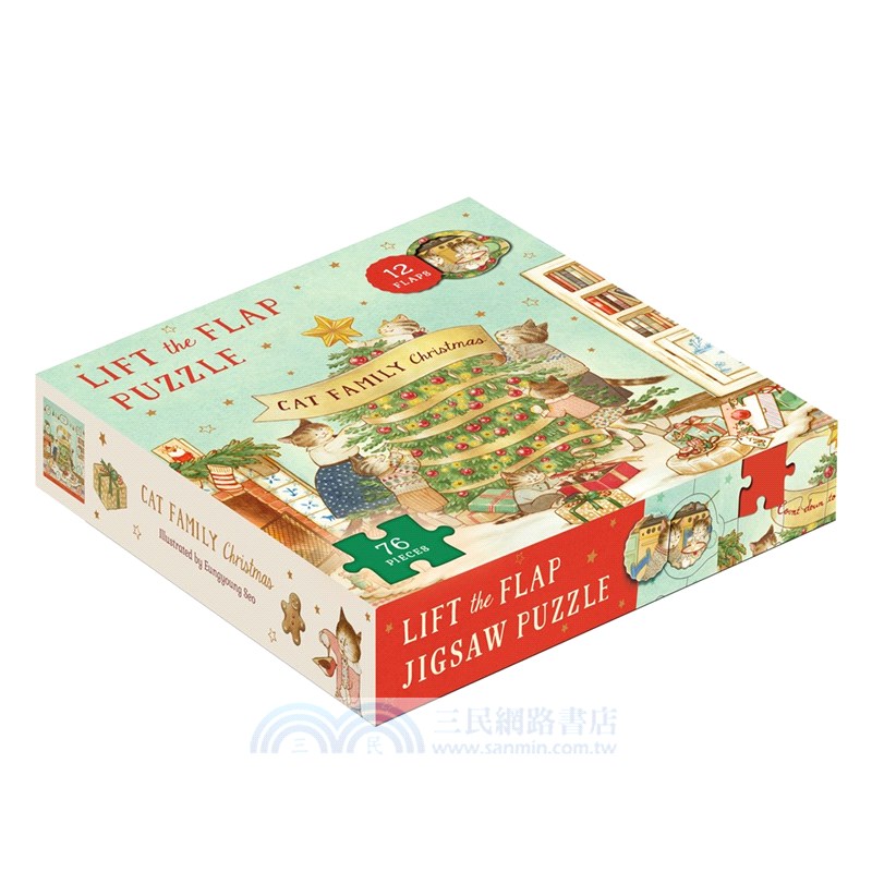 Cat Family Christmas Lift-The-Flap Puzzle: Count Down to Christmas: 12 Flaps: 76 Pieces