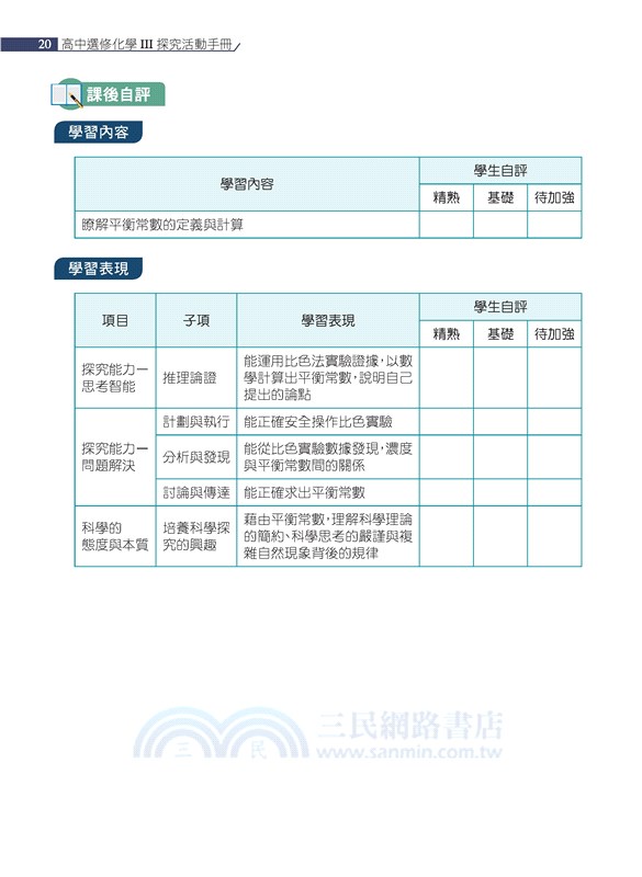 普通型高中選修化學Ⅲ探究活動手冊