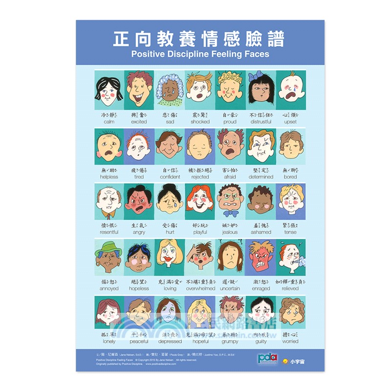 正向教養情感臉譜海報（官方授權・中英對照・注音版）