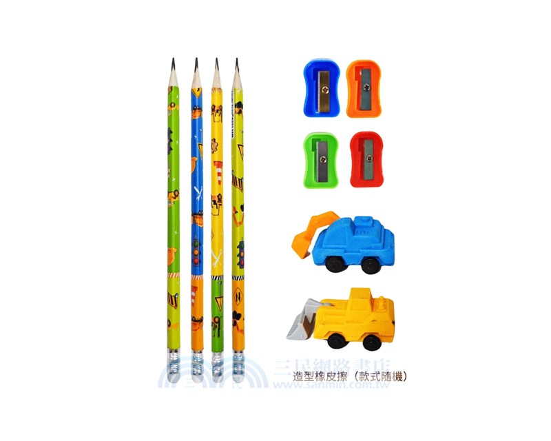 三角HB鉛筆10入-工程車（混款）