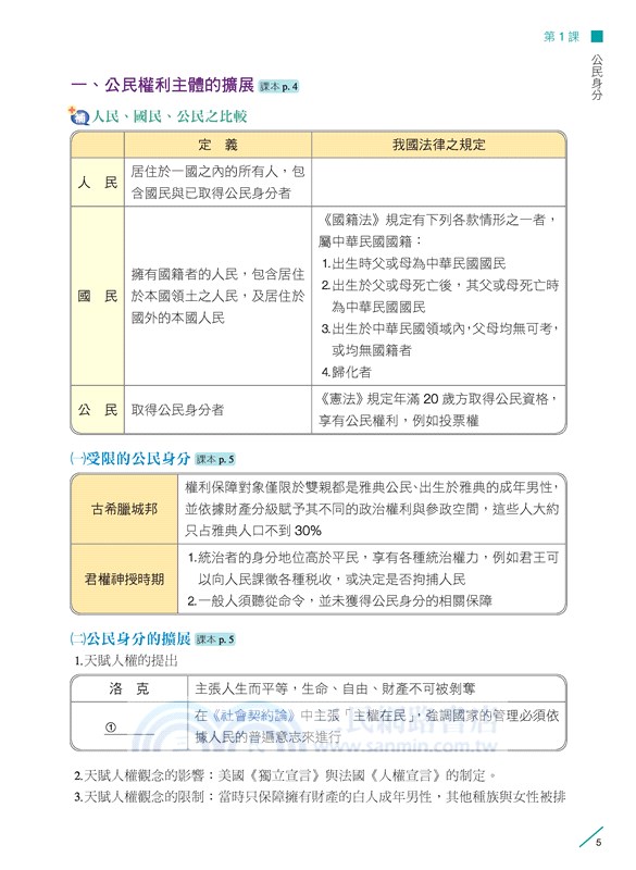 普通型高中公民與社會第一冊學習攻略習作 三民網路書店