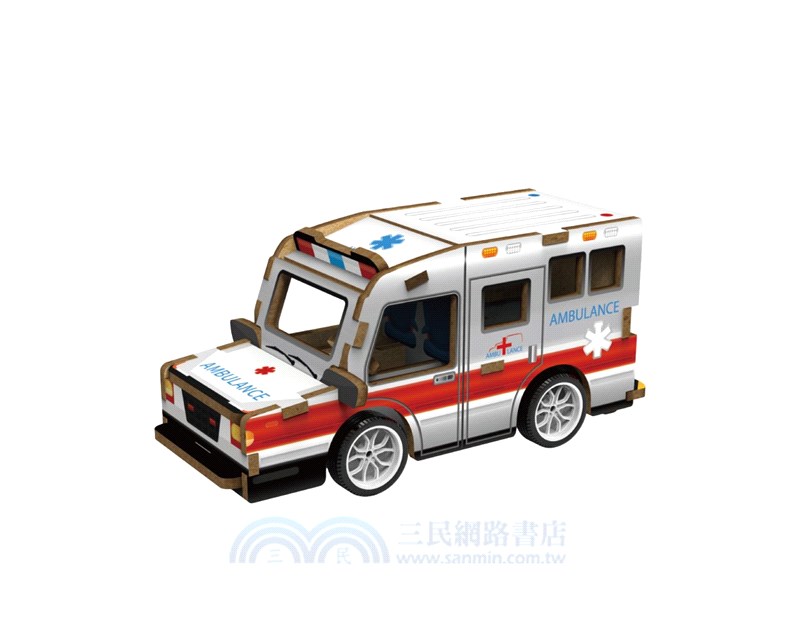 拼裝木製迴力車-救護車