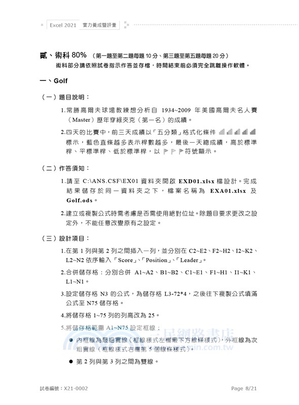 Excel 2021實力養成暨評量