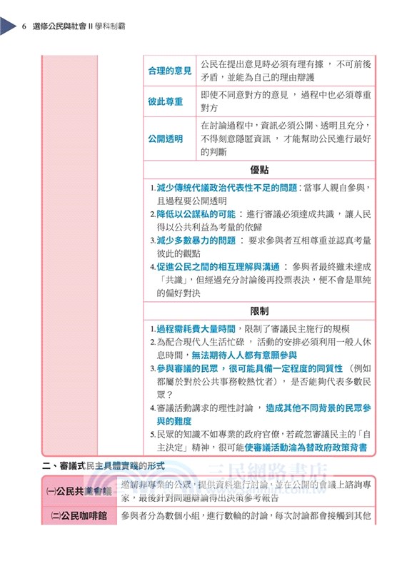 普通型高中學科制霸選修公民與社會Ⅱ