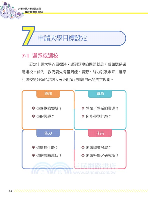 大學申請入學準備指南：教授幫你畫重點（提供申請大學醫學、生科、理工、文、法、商、農、體育等相關科系的高中生及教師：快速有效：做好書審與面試準備 ）