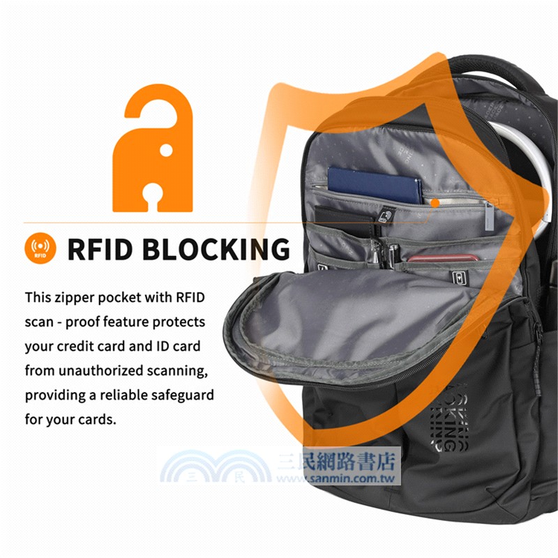 AOKING 防盜後背包-曜石黑