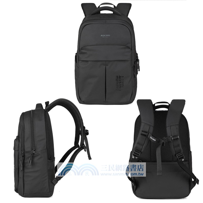 AOKING 防盜後背包-曜石黑