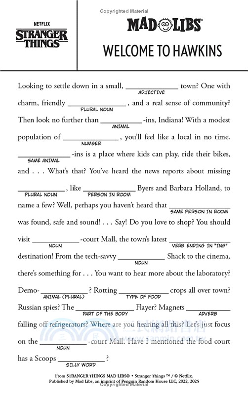 Stranger Things Mad Libs: Updated Edition