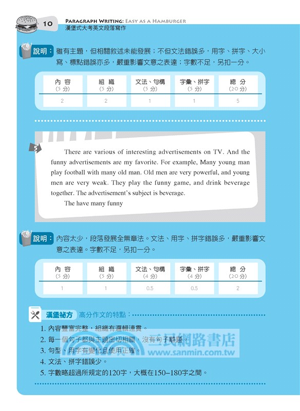 漢堡式大考英文段落寫作 Paragraph Writing: Easy as a Hamburger (二版)