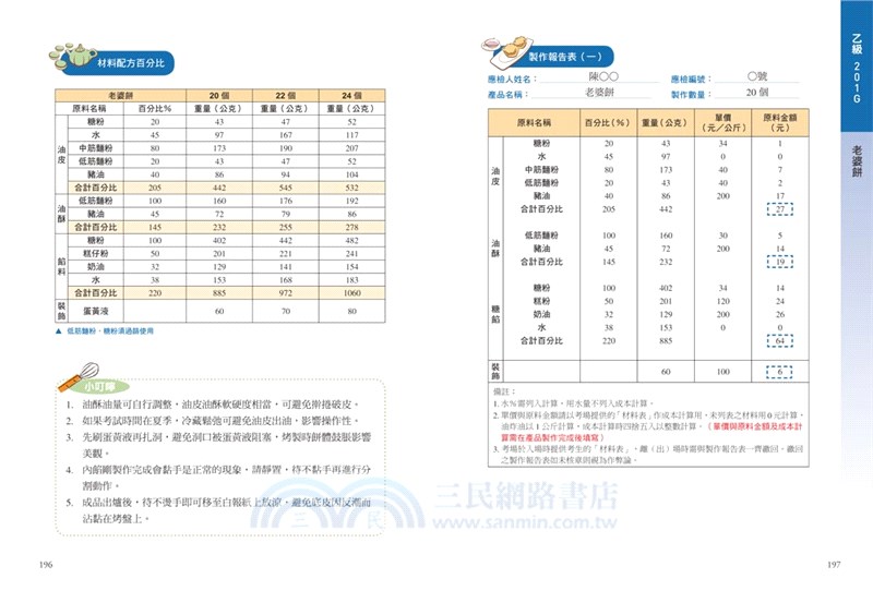 乙丙級中式麵食加工檢定考照寶典 酥油皮 糕漿皮類 全彩圖解 三民網路書店