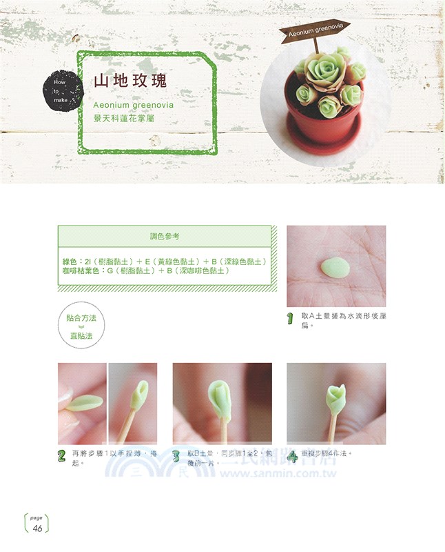 原來是黏土！MARUGOの彩色多肉植物日記：自然素材．風格雜貨．造型盆器 懶人在家也能作の經典多肉植物黏土ZAKKA.27