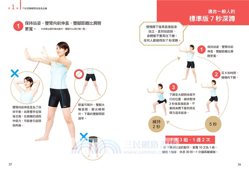 7秒深蹲 降血糖一次7秒 高齡與過重也能輕鬆做的改良式深蹲 首刷隨書附贈圖解超大海報 三民網路書店