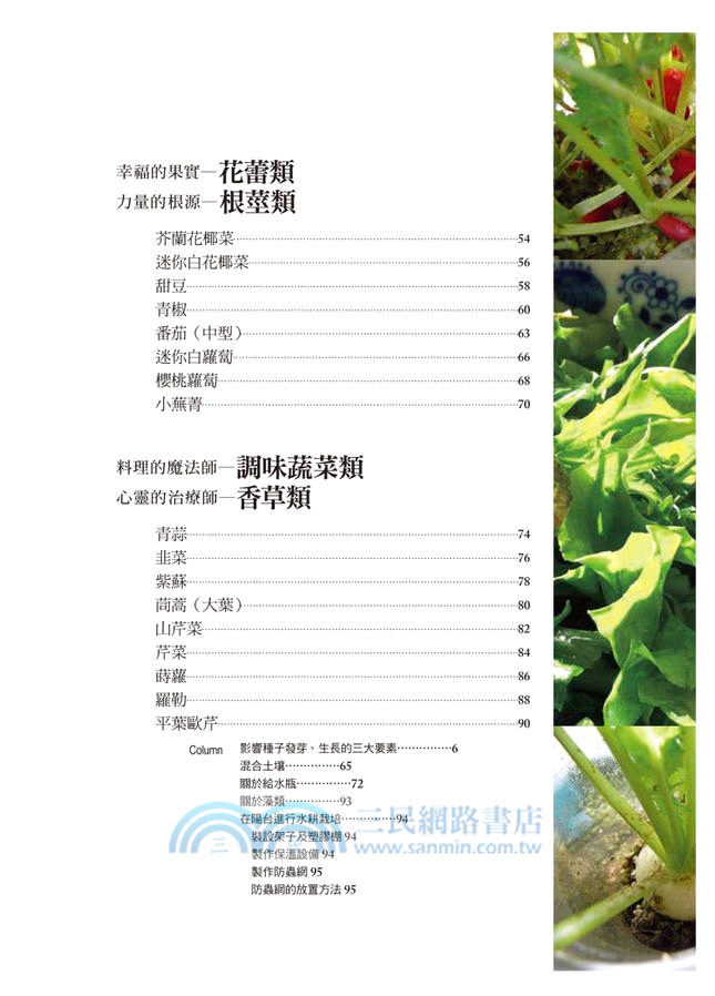 無農藥水耕栽培 在家就能收成的39種健康蔬菜 三民網路書店