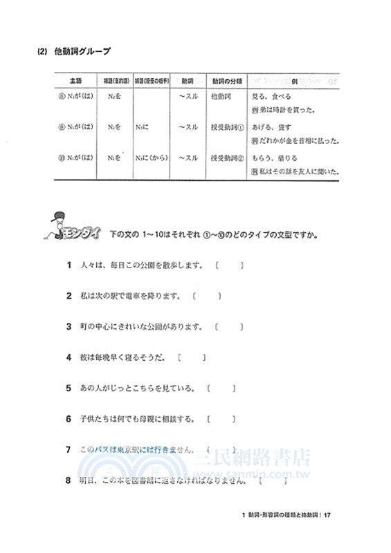 日本語文法動詞格助詞整理整頓 三民網路書店